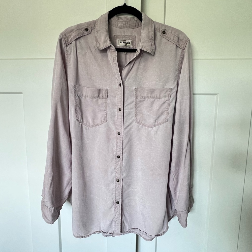 Express Light Pink Blush Long Sleeve Button Up Blouse